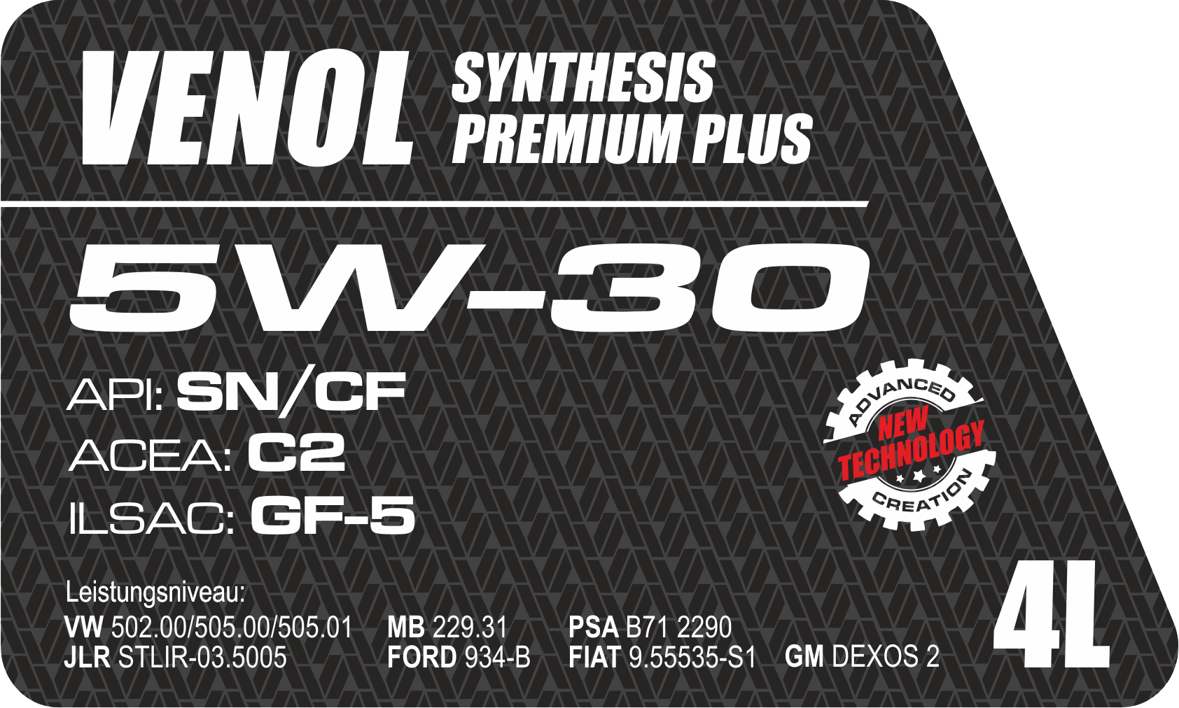 VENOL  SYNTHESIS  PREMIUM PLUS 5W30 C2_4L_P
